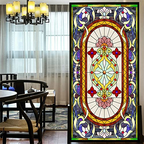 Película de privacidad para ventanas, estilo iglesia europea, vidrieras, sin pegamento, adhesivo estático, decorativo, esmerilado, 15.7 x 23.6 pulgadas (40 x 60 cm)