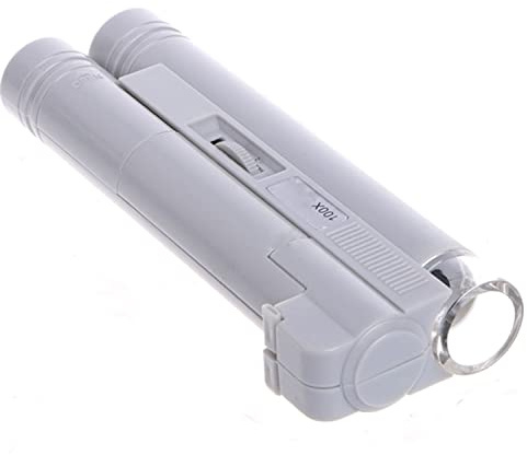 Meichoon Handlupe 100-fache Vergrößerung Vergrößerung Zoom Doppelrohr LED-Licht Tragbares Mikroskop für Schmuck Labor Arbeit Hobbyisten Sammler UC55