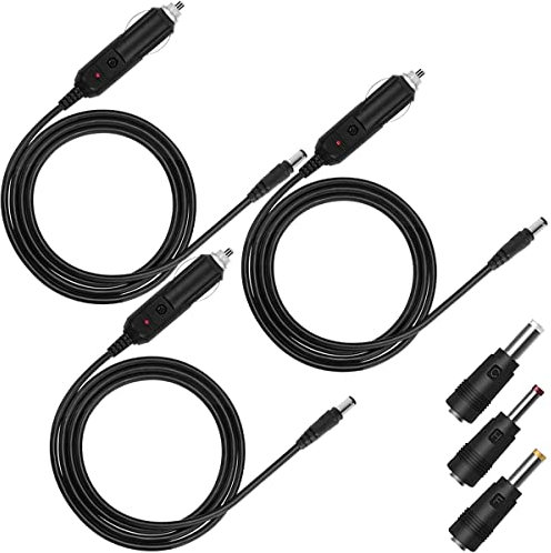 MKBKLLJY 3Pcs 12V Car Adapter Compatible Car Charger with 10A fuse,5.9FT 24AWG Extension Cable,connectors for Snailax Back Massage Cushion,Sylvania,RCA DVD Player,Cigarette Lighter Car Charger Adapter