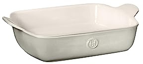 Emile Henry EH819628 26 x 17,8 cm / 0,9 qt Kleiner Bäcker – Modern Classics Collection Rechteckige Auflaufform, Keramik, Perlgrau