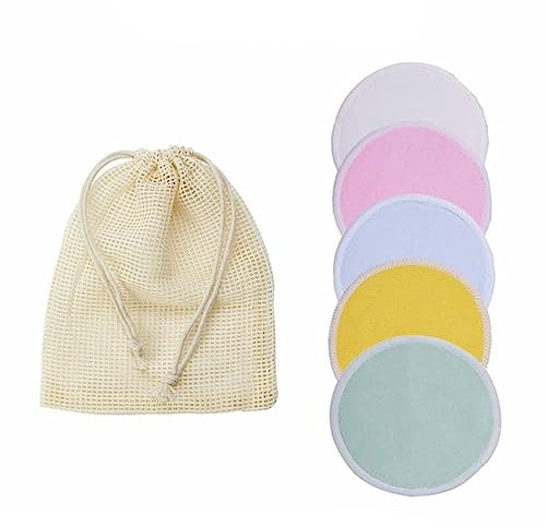 TOPYUEYILIYI 4 Pack Reusable Bamboo Fiber & Organic Cotton Makeup Remover Pads - Facial Cleansing & Makeup Removal - Suitable for All Skin Types