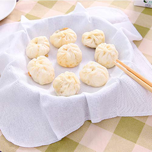 QANYEGN 6Pcs Set of Kitchen Cotton Steamer Cloth, Non Stick Steamer Cloth, Breathable Steamer Net Mat, Suitable for Steamed Buns, Dumplings, Etc