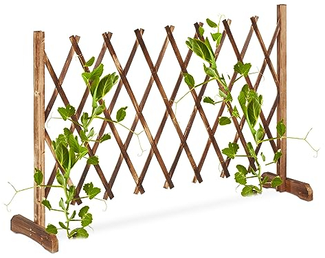 Relaxdays Grigliato in Legno per Rampicanti, Allungabile 185 cm, Graticolato per Piante, per Giardino, Balcone, Marrone, 73 x 185 x 28 cm