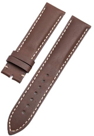 YEAHSO 19 mm 20 mm Lederarmband kompatibel mit Omega-Armband Seamaster 300 Speedmaster 007 AT150 Planet Ocean-Armband mit Logo-Stiftschließe (Color : Dark Brown, Size : 20_Without Buckle)