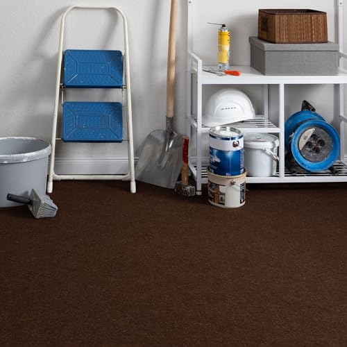 Steffensmeier Teppichboden Nadelfilz Paris | Meterware Rollenware Bodenbelag 3 mm für Abstellkammer Dachboden Hobbyraum | Braun, Größe: 200x900 cm
