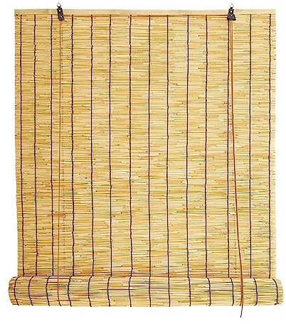 DresPa Bambus Rollo - Schilf Vorhang Rollo Jalousie Sonnenschutz - Bambusrollo 120cm Breit - Sichtschutz Für Fenster/Terrasse/Balkon - Holzrollo Anti-UV - Bambus Raffrollo