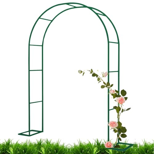 220/230 Cm Arcade De Rosier En Métal Avec Accessoires, Large Arche De Jardin Robuste Pour Plantes Grimpantes | Mariage | Décoration De Terrasse Extérieure, Noir/blanc/vert/or(Color:Green,Size:200cm*23