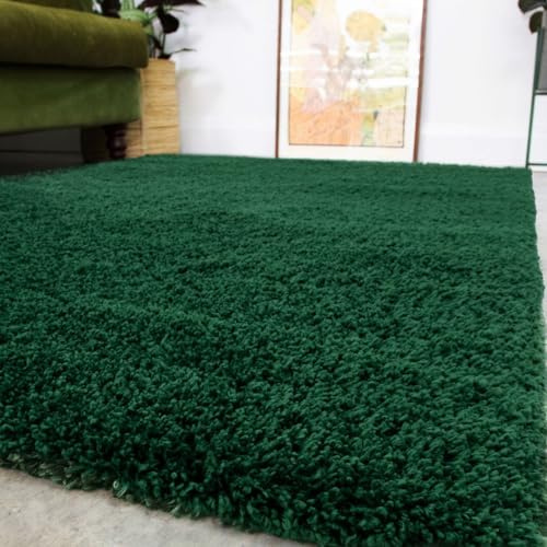 Luxury High Pile Fluffy Super Soft Shaggy Forest Green Living Room Area Rug Durable Thick Plush Carpet Shag Bathroom Mat Bedroom Hallway Rugs 160cm x 230cm