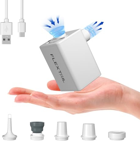 FLEXTAILGEAR MAX PUMP PLUS: Kompakt, uppladdningsbar 3 600 mAh luftpump för snabb uppblåsning och tömning av poolleksaker, luftmadrasser och badringar