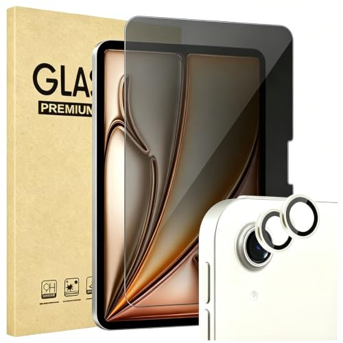 ProCase Sichtschutz Schutzfolie + 2 Pack Kamera-Objektivschutz für iPad Air 13 2025 M3/2024 M2, Privacy Schutzglas Anti-Spy Screen Protector für iPad Air 13 Zoll 2025/2024 -Sternenlicht