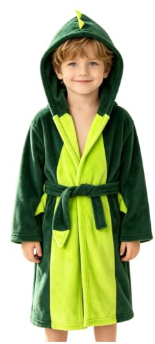 LOLANTA Albornoz con Capucha Niño, Bata de Dinosaurio con Capucha, Albornoz de felpa para Niños,Suave Bata Casa para Niña, Ropa de Dormir