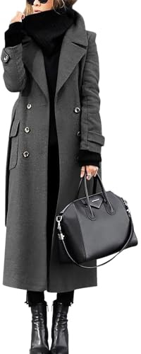 shownicer Cappotto di Lana da Donna Blazer A Maniche Lunghe Tinta Unita Cappotto con Bottoni Elegante Autunno E Inverno D Grigio Scuro S
