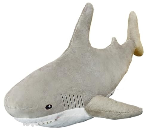 KUKUShining Riesiges Hai-Plüschtier, gemütliche und realistische Stofftierpuppe for Meeresliebhaber, ideal for Geburtstage und Weihnachten(Gray,80cm/31.5in)