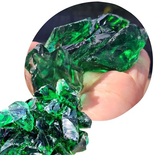 Glassteine Deko aus Recyceltem Glas - Grün - 5kg - Glasnuggets Groß 3-5 cm - Dekosteine für Vasen und Blumentöpfe - Terrarium & Aquarium Steine - Gartenstein für Innen & Außen (Grün, 5kg)