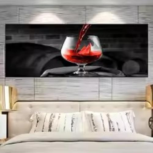 LMYCHENG Stampe su tela di arte astratta moderna dorata, poster di barche con calici da vino, quadro da parete, dipinto per soggiorno, decorazione murale per la casa, struttura 40x120 cm