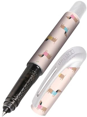 Online College Dackel Tintenroller mit Patrone, ergonomischer Rollerball für Rechtshänder und Linkshänder mit Tier-Design, inkl. Kombipatrone blau, made in Germany