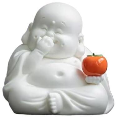 WACEH Earrings Buddha -Ornament Figur, 3,5 -Zoll -Lachbuddha Keramik Buddha Statue Big Bauch glückliche Figuren für Home Office Car Decor Garten Buddha Statue (weiß) Jewelry