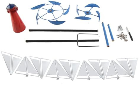Summer Lighthouse Sailboat Windmills 360 Degree Rotation Weathervane Metal Windmill Wind Spinner for Parks Lawn Yard Outdoor Decoration Durable Iron Red White Blue 39pcs
