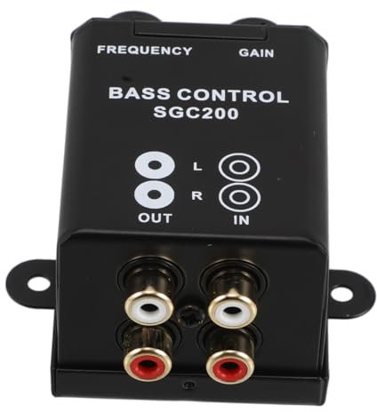 CHICAMPERA Contrôleur de Niveau Audio pour Voiture, Bouton de Basse Réglable, Compatible Amplificateurs et Subwoofer, Réglage du Gain, Fer et Cuivre Noir