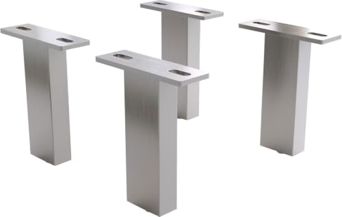 DELIFE Fuß Vierkant Edelstahl gebürstet 15 cm für alle Möbelarten (4er Set)