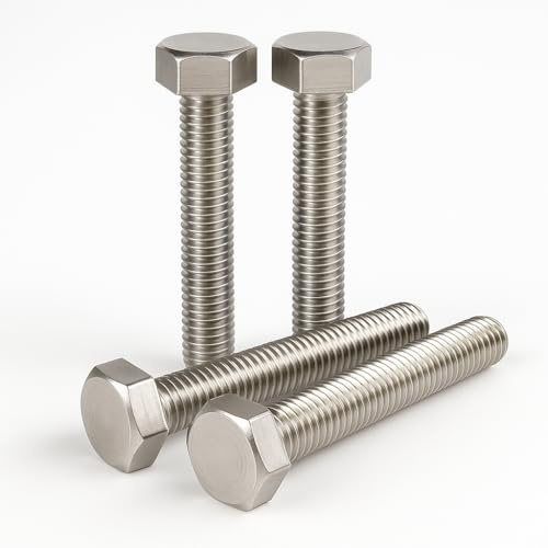 M10-Schrauben, M10 x 70 mm, Sechskantschrauben (4 Stück) – A2 Edelstahl, Vollgewinde, Sechskantschrauben für Bau, Automobil, Maschinen (4 Stück)