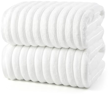 REDKISS 2 Pack Large Bath Towels 31×63 inches, 100% Cotton, Super Soft and Absorbent, Quick-Dry Towels, Perfect for Bathroom,Plush Shower Towels-White