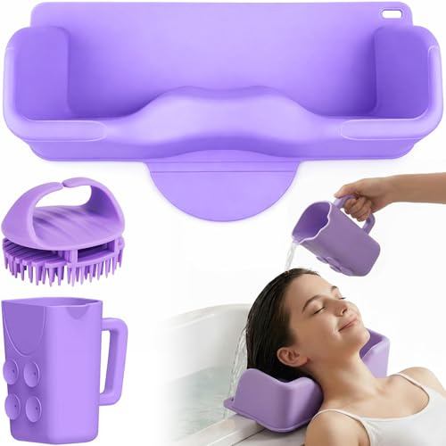 Hair Washing Station for Kids, Silicone Hair Wash Basin, with Shampoo Cup and Hair Washing Brush, for Home Sink & Bathtub