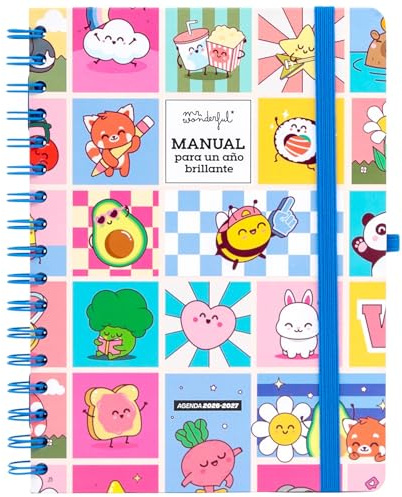 Mr. Wonderful - Agenda escolar 2026-2027 Semanal con Pegatinas y Extras – Planificador Semanal Completo Septiembre 2026 a Agosto 2027 con Regla, Bolsillo y Organización – Manual para un año brillante