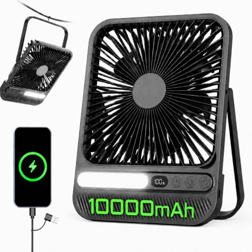 Akku Ventilator, 7 Zoll, 10000mAh, 4 Geschwindigkeiten