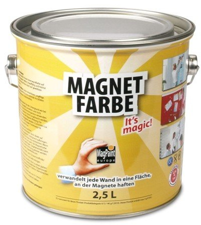 Magnet-Farbe Magpaint, 2500 ml Dose - magnetische Wandfarbe für kinderleichtes Erstellen magnetischer Untergründe in Büro und Zuhause
