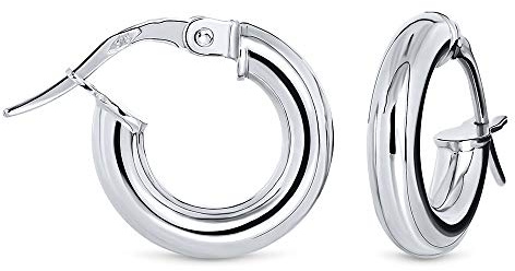 MIORE Schmuck, Ohrringe Gold 375 9 Kt Gelbgold/Weißgold, goldene Creolen Damen, runde Hoops Ohrringe Damen, Ohrschmuck