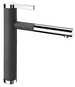 BLANCO LINEE-S | Küchenarmatur | Mit herausziehbarem Schlauch | Gesicherte | [4,6x24,8x28,1 cm] | Gesicherte Wasserqualität & wassersparend | Rückflussverhinderer | Keramik Kartusche