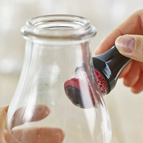 Magnetischer Karaffenreiniger Gefäßreiniger Fleckenentferner - in 4 Farben - Schrubber aus weichem Gummi mit starkem Magnet - für Reinigung von Glasflaschen -Karaffen -Vasen Wein Dekanter, Farbe:schwarz