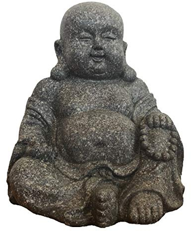 SUPwave Deko-Buddha sitzend, ca. 31cm hoch in Granitoptik | Granit | Buddha-Figur für Wohnung, Haus | Buddha-Statue, Wohnaccessoire Buddha-Skulptur Feng Shui Dekoration | Poly