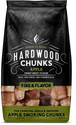 Fire & Flavor Apple Wood Chunks for Smoking and Grilling - All-Natural, Long-Lasting with a Mildly Sweet Flavor - Large Chunk Wood Chips for Smokers,Green 4 Pounds