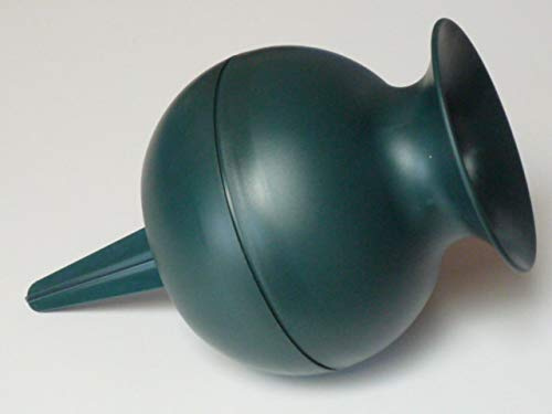 Plastik Grabvase Vasenform grün 22x10cm, Friedhofsvase, Steckvase, bauchig, rund
