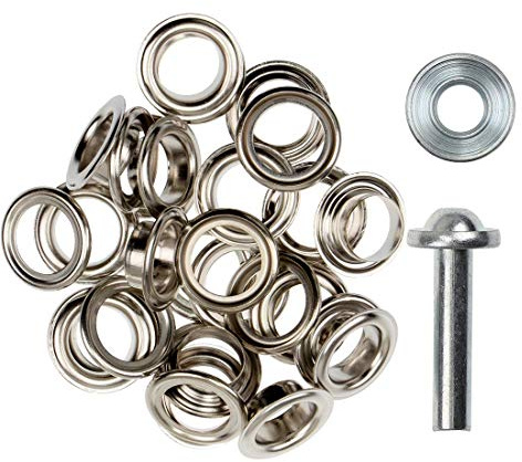 Ösen mit Scheiben & Werkzeug – 4/5/8/11/14 mm – rostfrei – silber, schwarz, gold – Ösen Set für Leder, Stoff, Planen, Vorhänge – DIY Zubehör für Handwerk, Basteln & Reparaturen (silber 11mm)