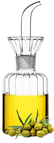HAIZEEN 150ml Sin necesidad del Embudo dispensador de vidrio de aceite de oliva y vinagre Decantador para la cocina, laboratorio cristalería artesanía Mantiene el aceite fresco al tiempo más largo