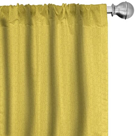 ABAKUHAUSGelb Vorhänge, Gardinen, Zusammenfassung Blatt Efeu Knospen, Fensterbehandlungen für Wohnzimmer Schlafzimmer Dekor, 2 Stück 75 cm b x 245 cm h,Gelb