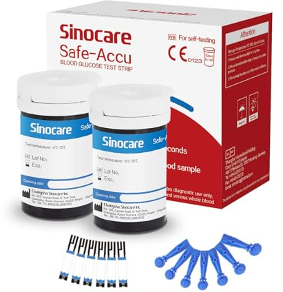 Sinocare Safe-Accu Teststreifen Blutzucker 50 mit Lanzetten 50, mg/dL