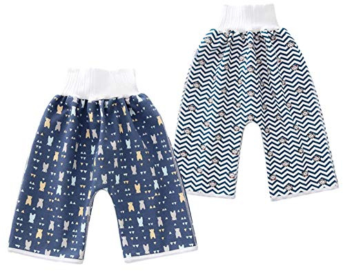 Happy Cherry Baby blöjkjol potta blöjbyxor 2 st träningskjol blöjshorts studiebyxor återanvändbar bomull hög midja lärblöja, e, 4-12 År