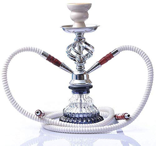 LJJ Cachimba Shisha Silky 29 cm Juego Completo de cachimba de 2 mangueras - jarrón Grande de Vidrio para narguile