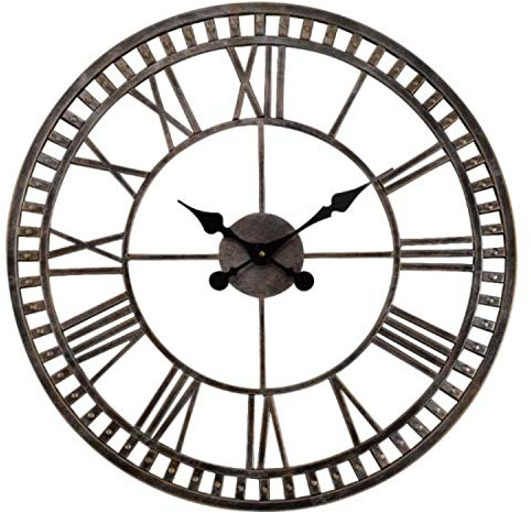 Garden Mile Horloge murale à chiffres romains ouverts de 60 cm pour extérieur/intérieur et extérieur - Étanche - Pour salon, cuisine, jardin