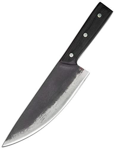 Cuchillo de chef forjado hecho a mano 8 '' pulgada camping herramientas de senderismo cubierta de cuero cubierta de cuero al aire libre serbio chef cuchillos conjunto (Color : A 8 chef knife)