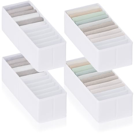 ROW&LINE® – Home Organizer Set – extra hohe Fächer für T-Shirts, Pullover & Unterwäsche – Aufbewahrung für Kleiderschrank – strapazierfähig & abwaschbar für Kleiderschrank – weiß – Size: 2x S | 2x L