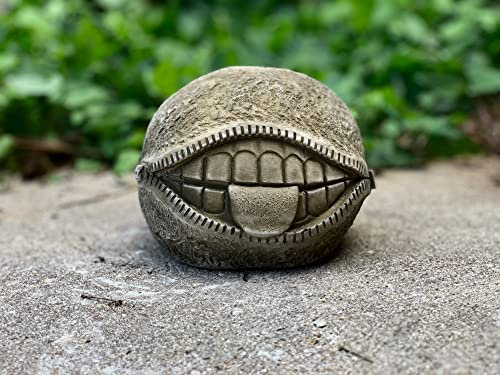 OLOMA Décoration de bouche Zippy Visage souriant Statue de jardin Sculpture de visage d'extérieur Décoration minimaliste Figurine de boule en béton Sculpture moderne pour la maison