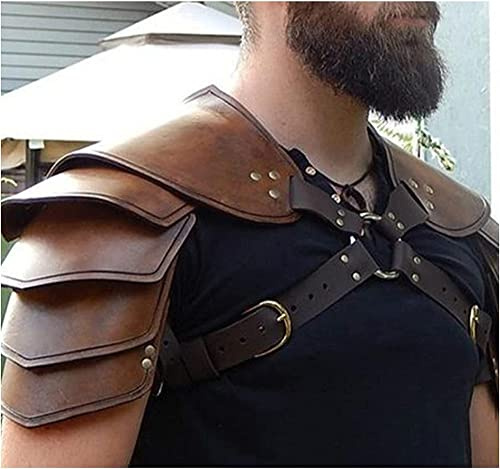 Mittelalterliche Retro Schulterpanzer, Einstellbar Leder Schulterwächter Rüstung Renaissance Retro Für Metallnieten Ritter Cosplay Kostüm Zubehör