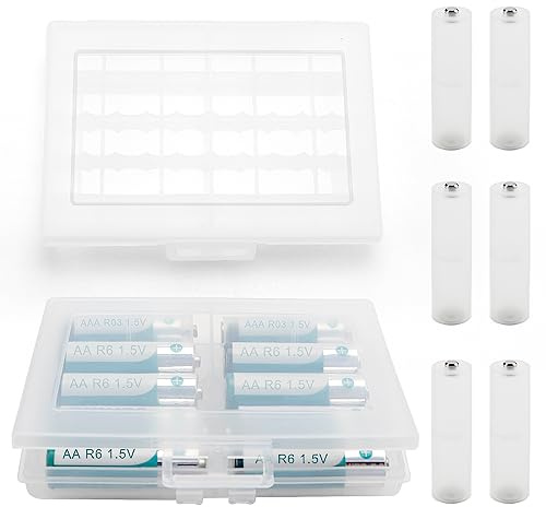 2 Stücke AA/AAA Akkubox, KUOQIY Batteriebox aus Kunststoff, mit 6 Stücke AAA zu AA Batterieadapter, für AA Akkus und AAA Batterien Batterie Box (10 Zellen)
