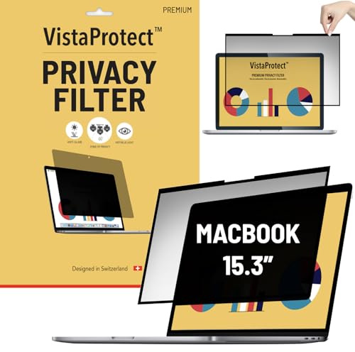 VistaProtect - Premium Blickschutzfilter & Anti-Blaulicht-Filter. Magnetisch Displayschutzfolie für Apple MacBook Air 15 M1/M3/M4/M5 (15.3 - 2023+)