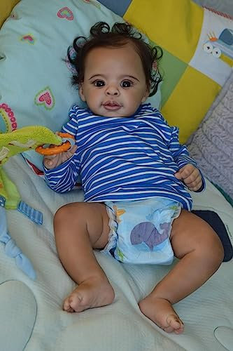 Zero pam Reborn Baby Junge 52CM Dunkelhäutige Puppe Silikon Reborn Baby Lebensecht Babypuppen Wie Echtes Baby Mit Weichem Körper Echte Baby Puppen